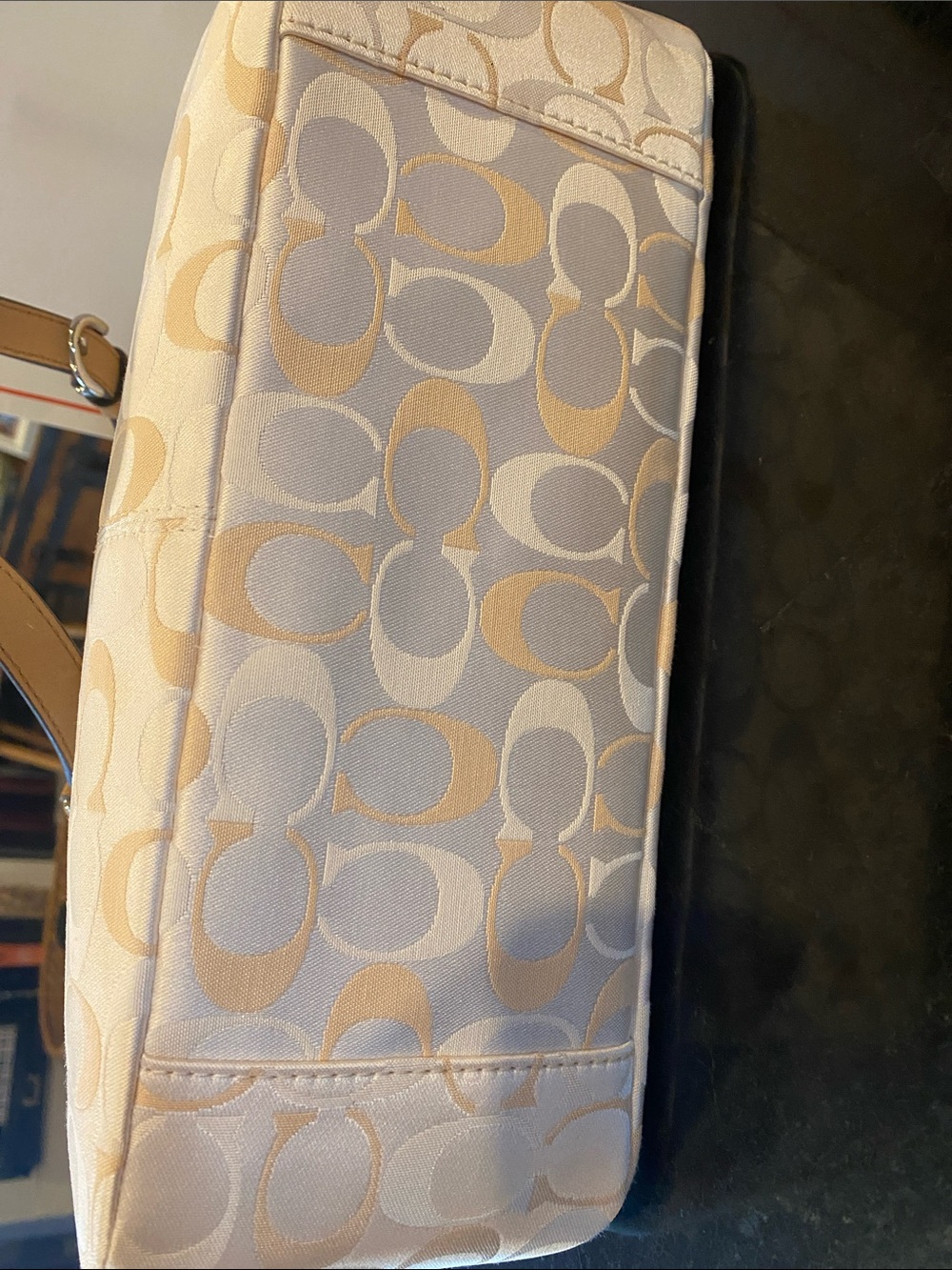 NWT Coach Y2K Beige Signature Tote with Leather Trim Original Box - Picture 11 of 16